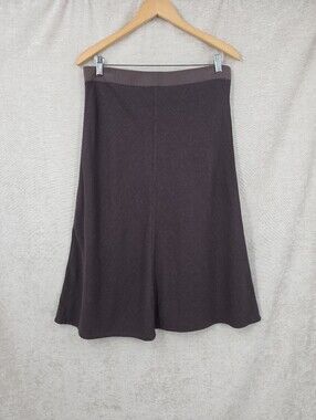 Mod-o-doc Women’s Brown A-Line Linen Midi Skirt with Knit Elastic Waistband NEW